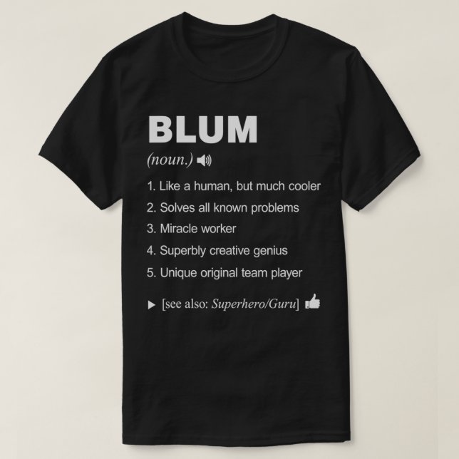Blum Name Definition bedeutet Familie lustig T-Shirt (Design vorne)