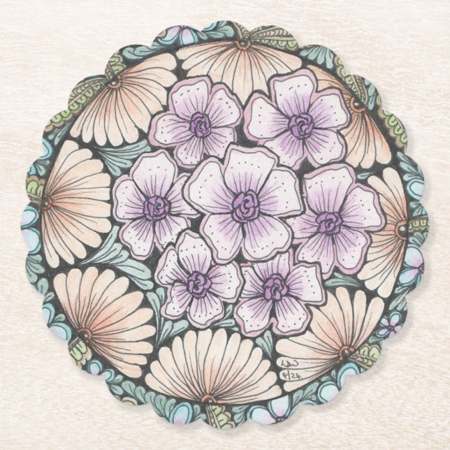 Blume2 doodle Art Untersetzer. Untersetzer (Vorderseite)