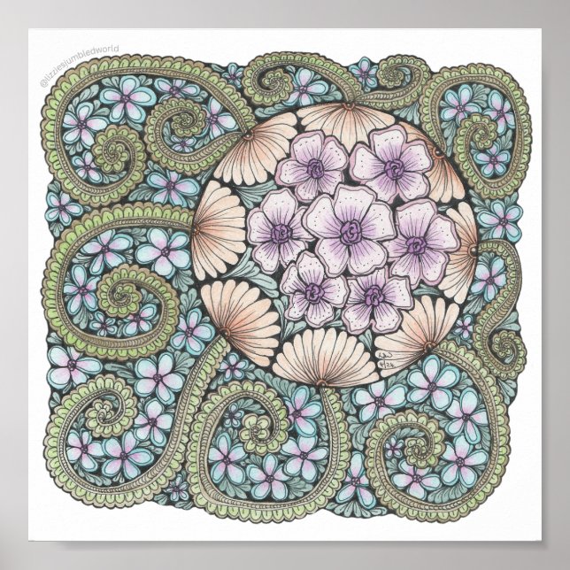 Blume2-Doodle-Druck 8x8in Poster (Vorne)