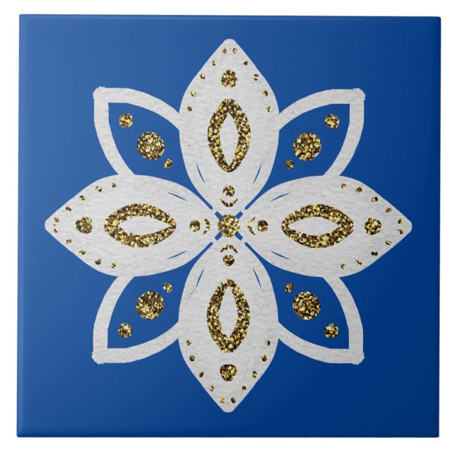 Blume 1 litblau 1 und weiß fliese (Vorderseite)