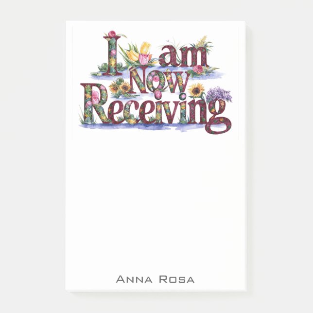 *~* Blume 23 ICH ERHALTE JETZT AP85 Manifesting Post-it Klebezettel (Vorderseite)