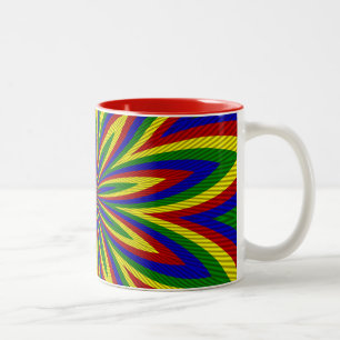 Blume 2 mit Rollen in Primärfarben Zweifarbige Tasse