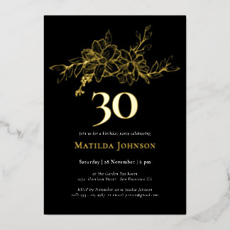 Blume 30. Geburtstag Gold Foil Einladung