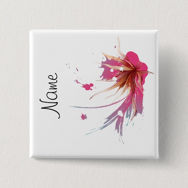 Blume abstrakter Hibisken Button (Vorderseite)