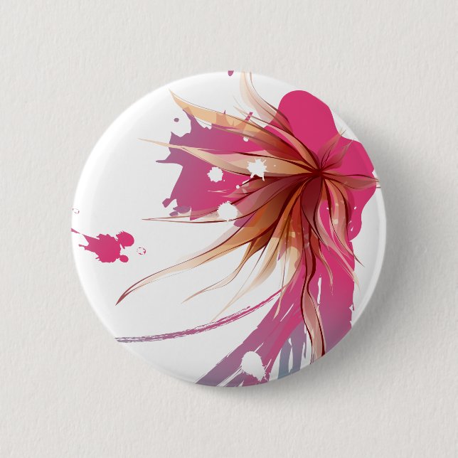 Blume abstrakter Hibisken Button (Vorderseite)