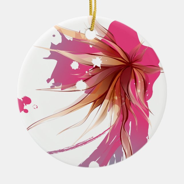 Blume abstrakter Hibisken Keramik Ornament (Vorne)