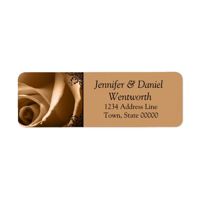 Blume Address Labels Sepia Rose (Vorne)