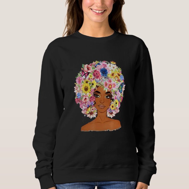 Blume Afro Women Black Queen African American Mel Sweatshirt (Vorderseite)