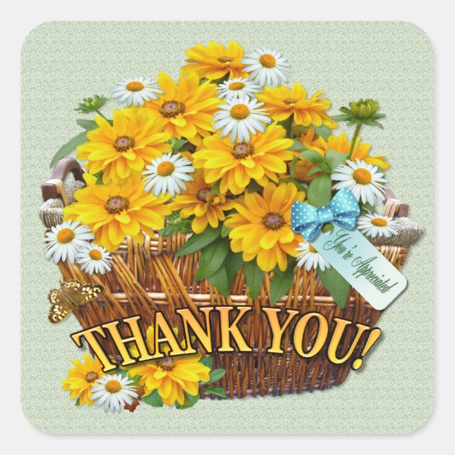 Blume-Aktionskorb ~ Aufkleber (Vorderseite)