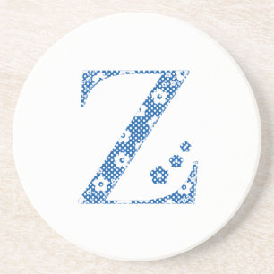 Blume Alphabet Z (blau und Punkte) Getränkeuntersetzer