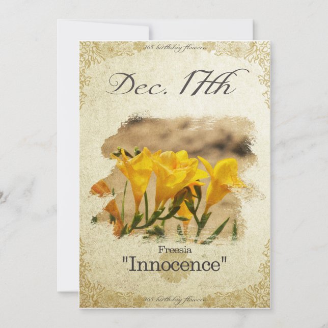 Blume am 17. Dezember "Freesia" Karte (Vorderseite)