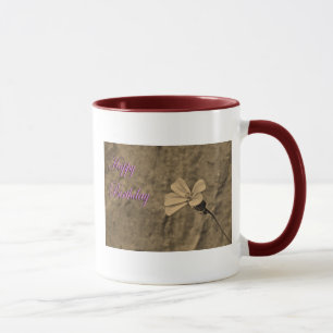 Blume am Geburtstag und Stone in Sepia Tasse