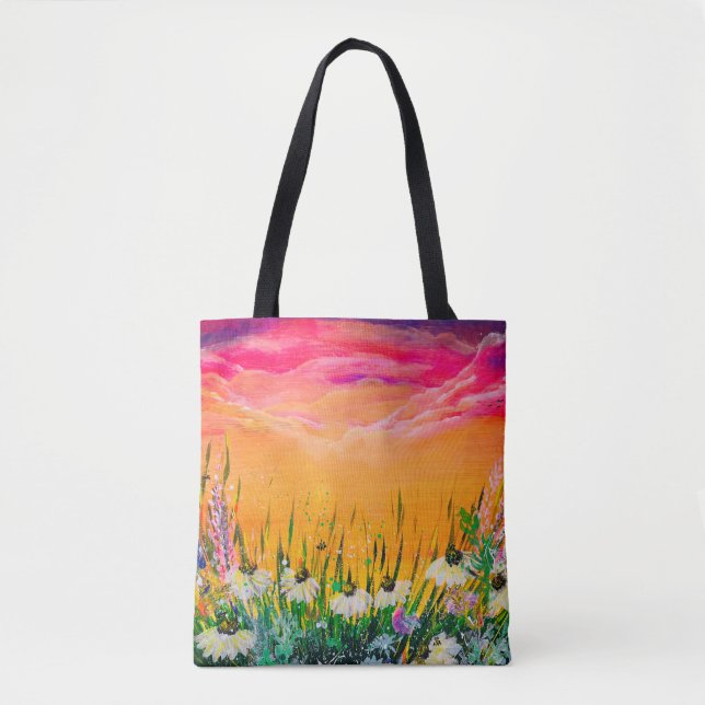 Blume am Strand bedruckt Totbeutel Tasche (Vorderseite)