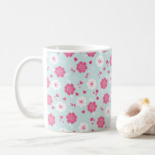 Blume am Valentinstag hören rosa Kaffeetasse