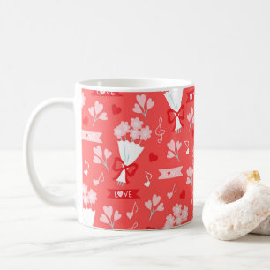 Blume am Valentinstag Schokolade Herz rosa Kaffeetasse