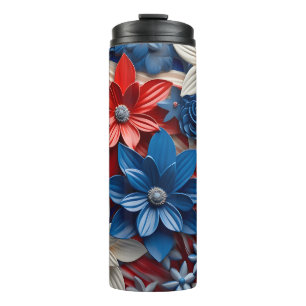 Blume American Flag 4. Juli Frauen Männer Meri Thermosbecher