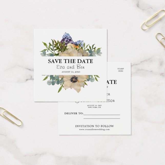 Blume anemone elegante Wasserfarbe Save the Date (Büro)