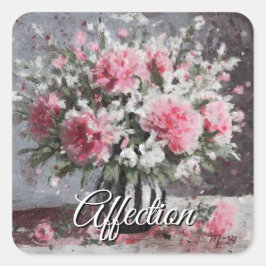 Blume Anordnung Rosa Narben Blume in Vase Quadratischer Aufkleber