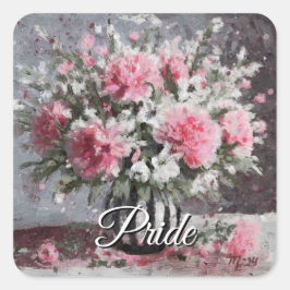 Blume Anordnung Rosa Narben Blume in Vase Quadratischer Aufkleber