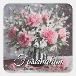 Blume Anordnung Rosa Narben Blume in Vase Quadratischer Aufkleber