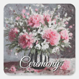Blume Anordnung Rosa Narben Blume in Vase Quadratischer Aufkleber