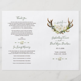 Blume Antlers Hochzeitsprogramm für Weißcreme