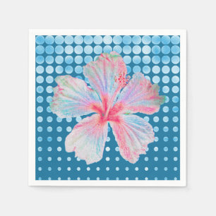 Blume aquamariner gepunkteter Hibisken Serviette