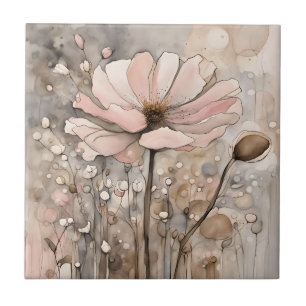 Blume Aquarell Abstrakt Beige Rosa Fliese