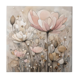Blume Aquarell Abstrakt Beige Rosa Fliese