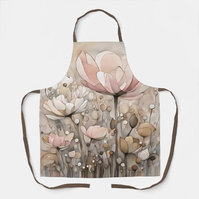 Blume Aquarell Abstrakt Beige Rosa Schürze (Vorderseite)