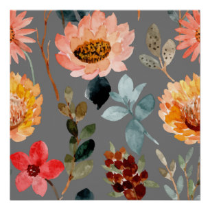 Blume Aquarell Farbenfrohe Natur Niedlich Poster