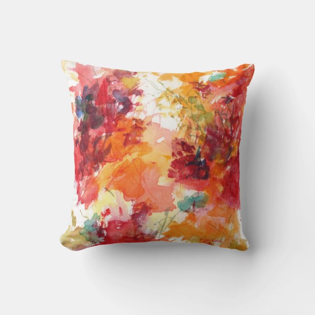 Blume Aquarell Rotes Orange Blumenmotiv Kissen (Vorderseite)