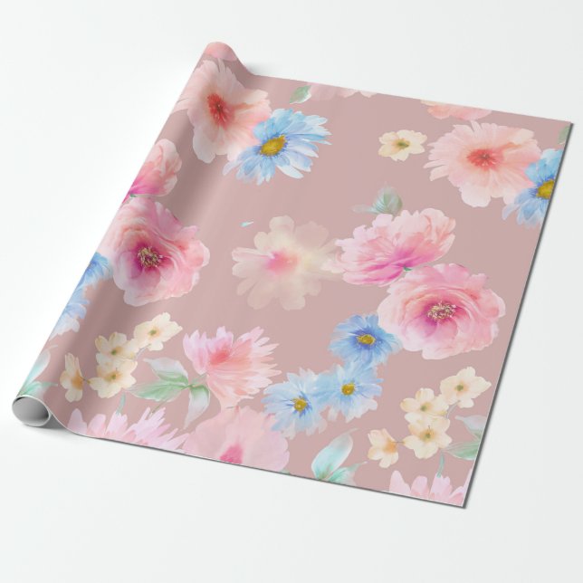 Blume Aquarellbild. Wassercolo Big Set Geschenkpapier (Ungerollt)