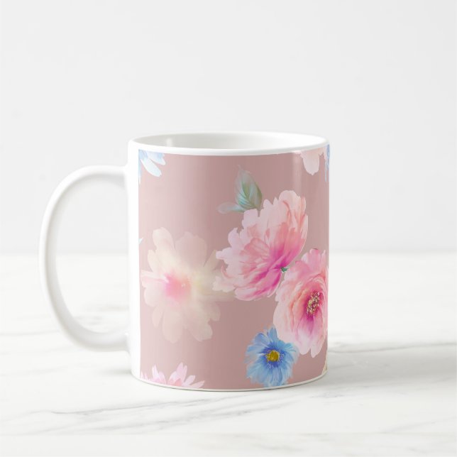 Blume Aquarellbild. Wassercolo Big Set Kaffeetasse (Links)