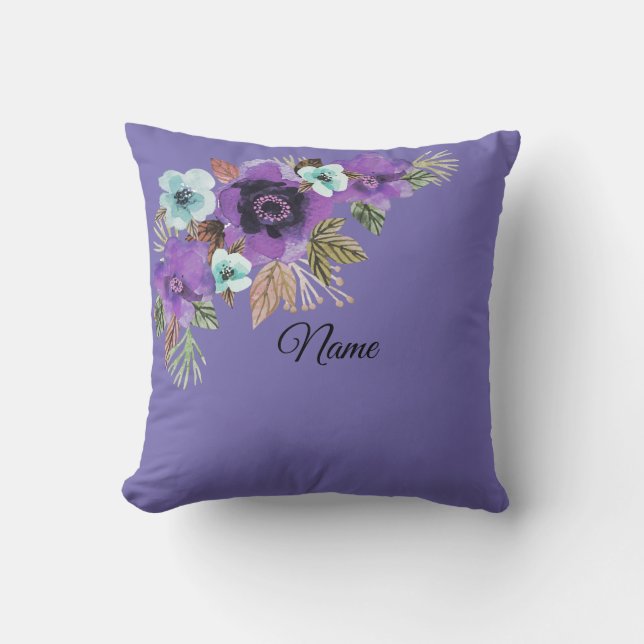 Blume Aquarellfarben leuchtend romantischer Blumen Kissen (Vorderseite)