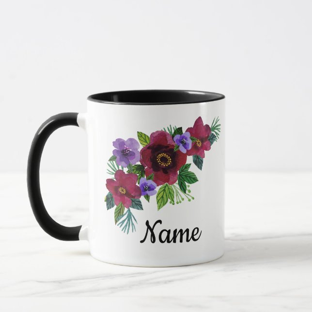 Blume Aquarellfarben leuchtend romantischer Blumen Tasse (Links)
