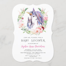 Blume Aquarellgarten Einhorn Kinderdusche Einladung