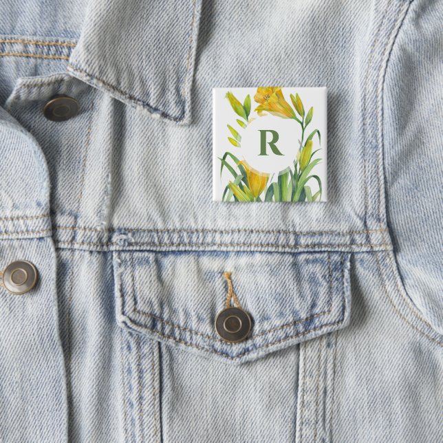 Blume Aquarellgelbe Lilien Button (Beispiel)