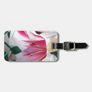 Blume Aquarellkunst in Weiß und Rosa Gepäckanhänger