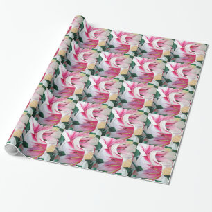 Blume Aquarellkunst in Weiß und Rosa Geschenkpapier