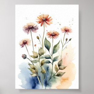 Blume Aquarellmalerei Poster