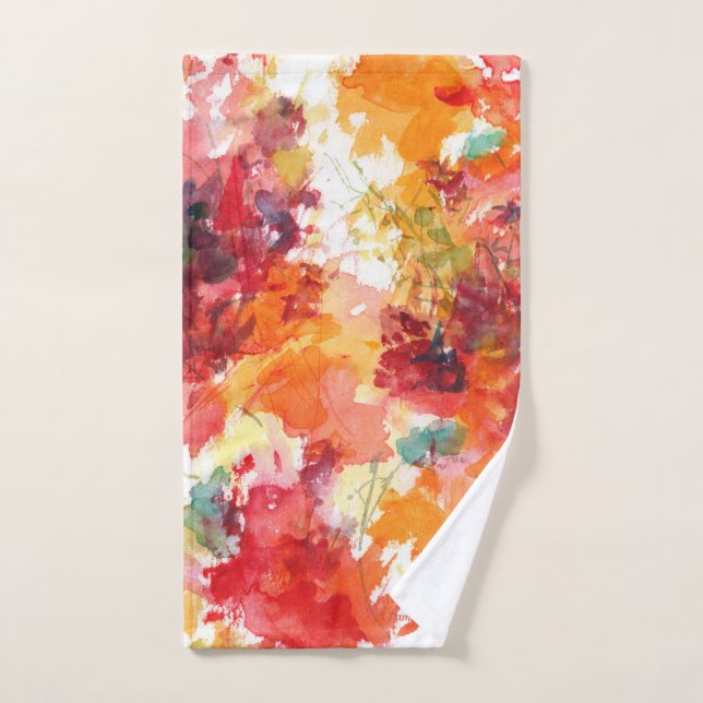 Blume Aquarellmalerei Roter orangefarbener Fall Handtuch (Handtuch)