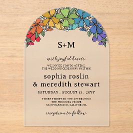 Blume Arch Monogram LGBT Wedding Acryleinladungen
