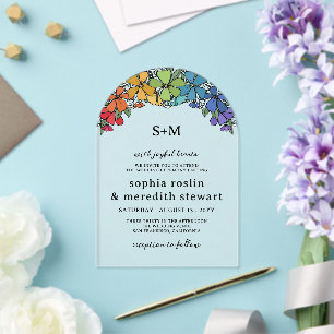 Blume Arch Monogram LGBT Wedding Acryleinladungen