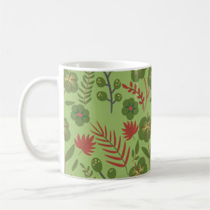 Blume, Ast, Blatt, nahtlos, grün, blumenreich Kaffeetasse