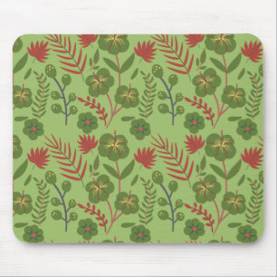 Blume, Ast, Blatt, nahtlos, grün, blumenreich Mousepad