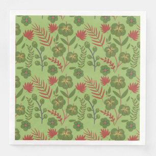 Blume, Ast, Blatt, nahtlos, grün, blumenreich Serviette