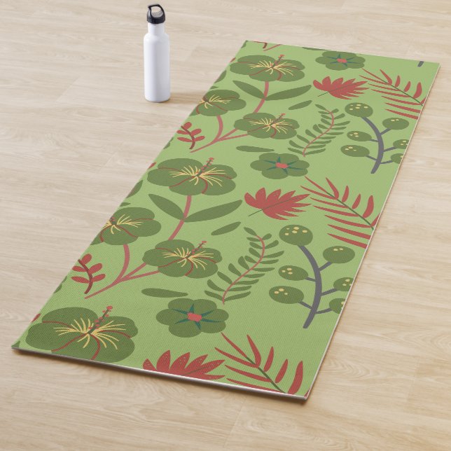 Blume, Ast, Blatt, nahtlos, grün, blumenreich Yogamatte (Beispiel)
