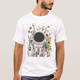 Blume Astronauten und Galaxien T-Shirt