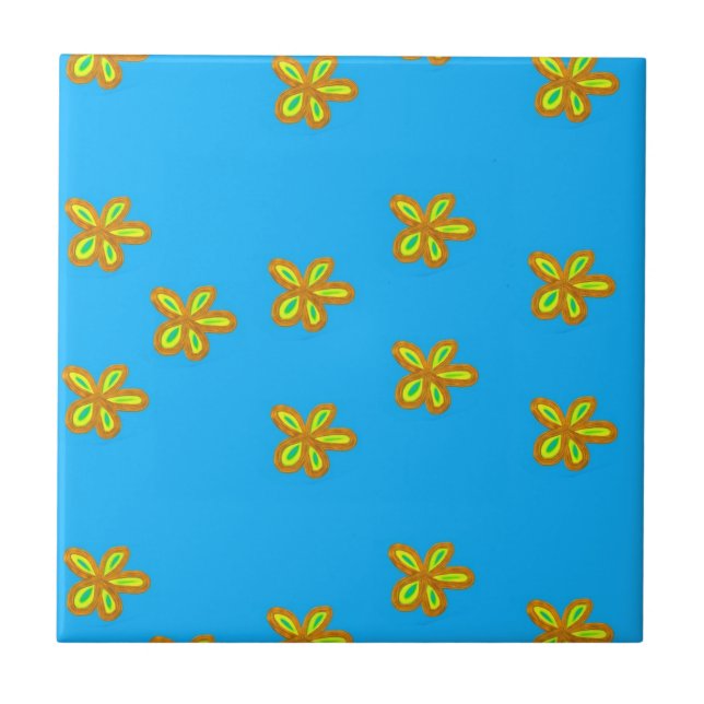 Blume auf blau gestrichen fliese (Vorderseite)